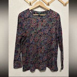 Lauren Ralph Lauren Paisley classic longsleeves tee size 2x euc